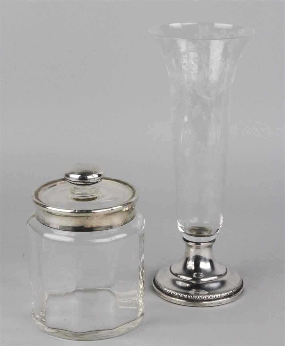 Appraisal: GEORGE V SILVER MOUNTED GLASS BISCUIT JAR marks for London