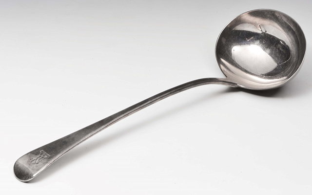 Appraisal: A GEORGE III SILVER OLD ENGLISH PATTERN SOUP LADLE long