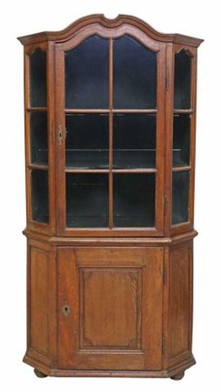 Appraisal: Rustic oak display cabinet vitrine late th c having molded