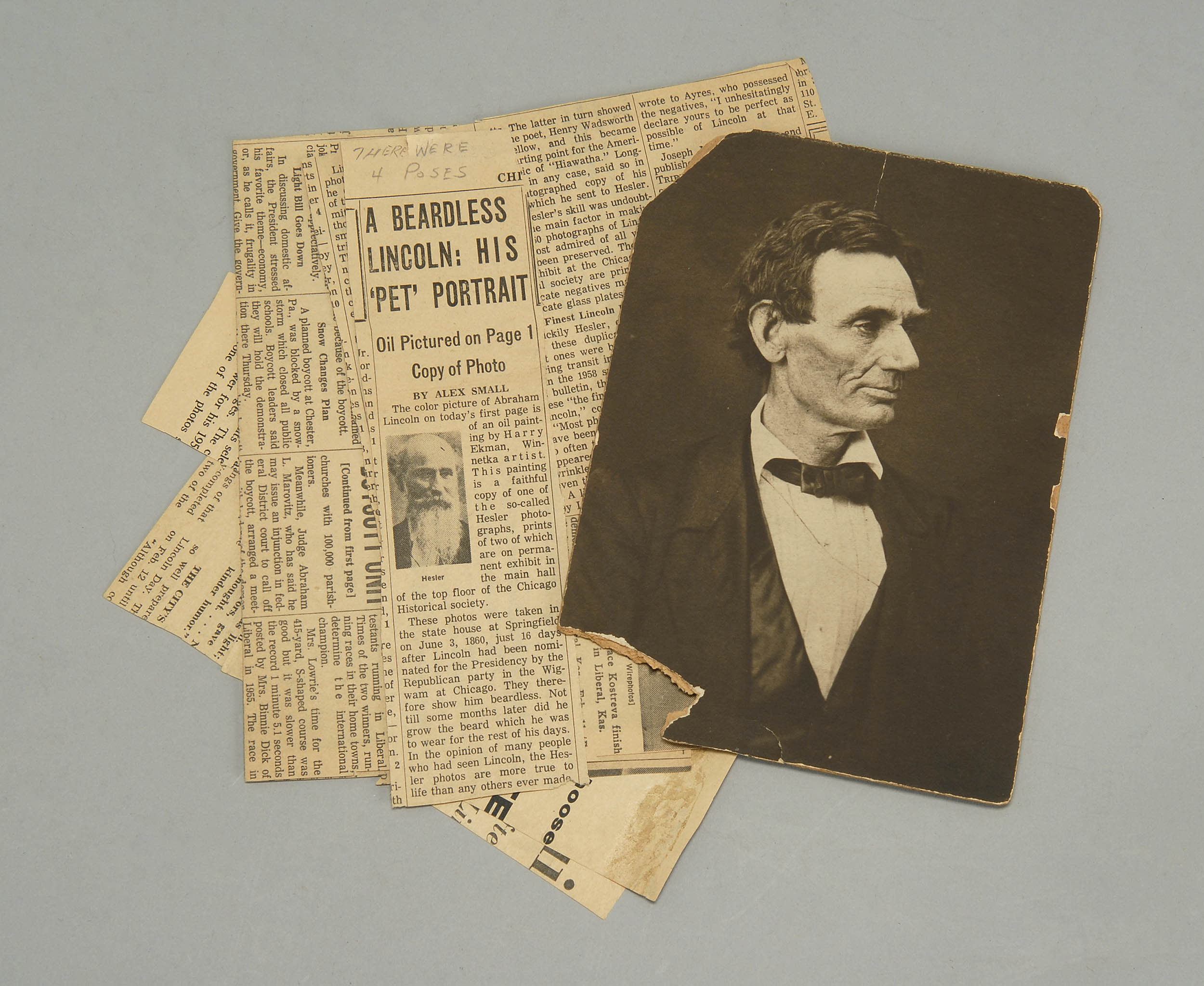 Appraisal: PHOTOGRAPH OF A BEARDLESS ABRAHAM LINCOLN Taken by Alexander Hessler