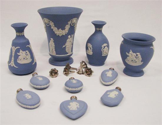 Appraisal: Wedgwood Jasparware pale blue six perfumes and funnels along with