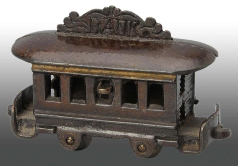 Appraisal: Cast Iron Main Street Trolley Still Bank Description Broken hook