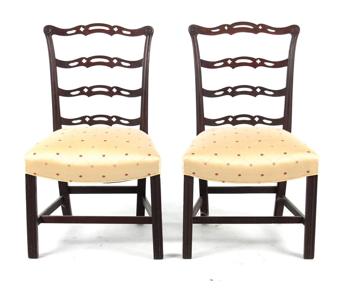 Appraisal: Pair of Federal mahogany ladder-back side chairs circa pierced crest