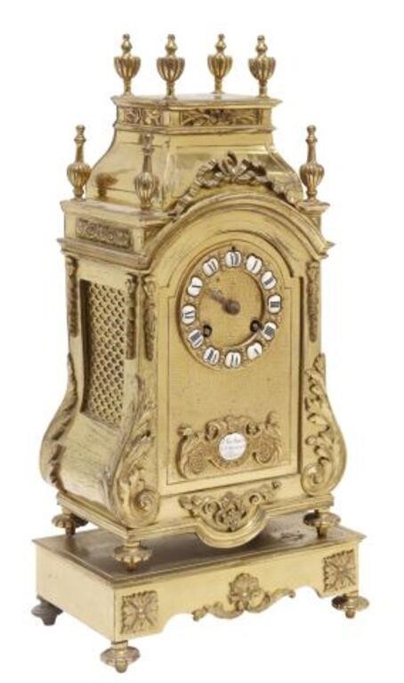 Appraisal: French shelf clock on stand retailed by Richond Boulevard Monmartre