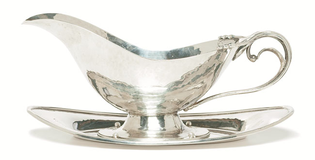 Appraisal: Cellini Craft gravy boat and tray hammered sterling with tooled