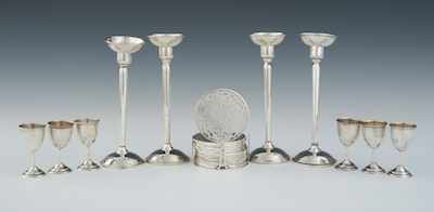 Appraisal: A Lot of Sterling Silver Table Articles Including four simple