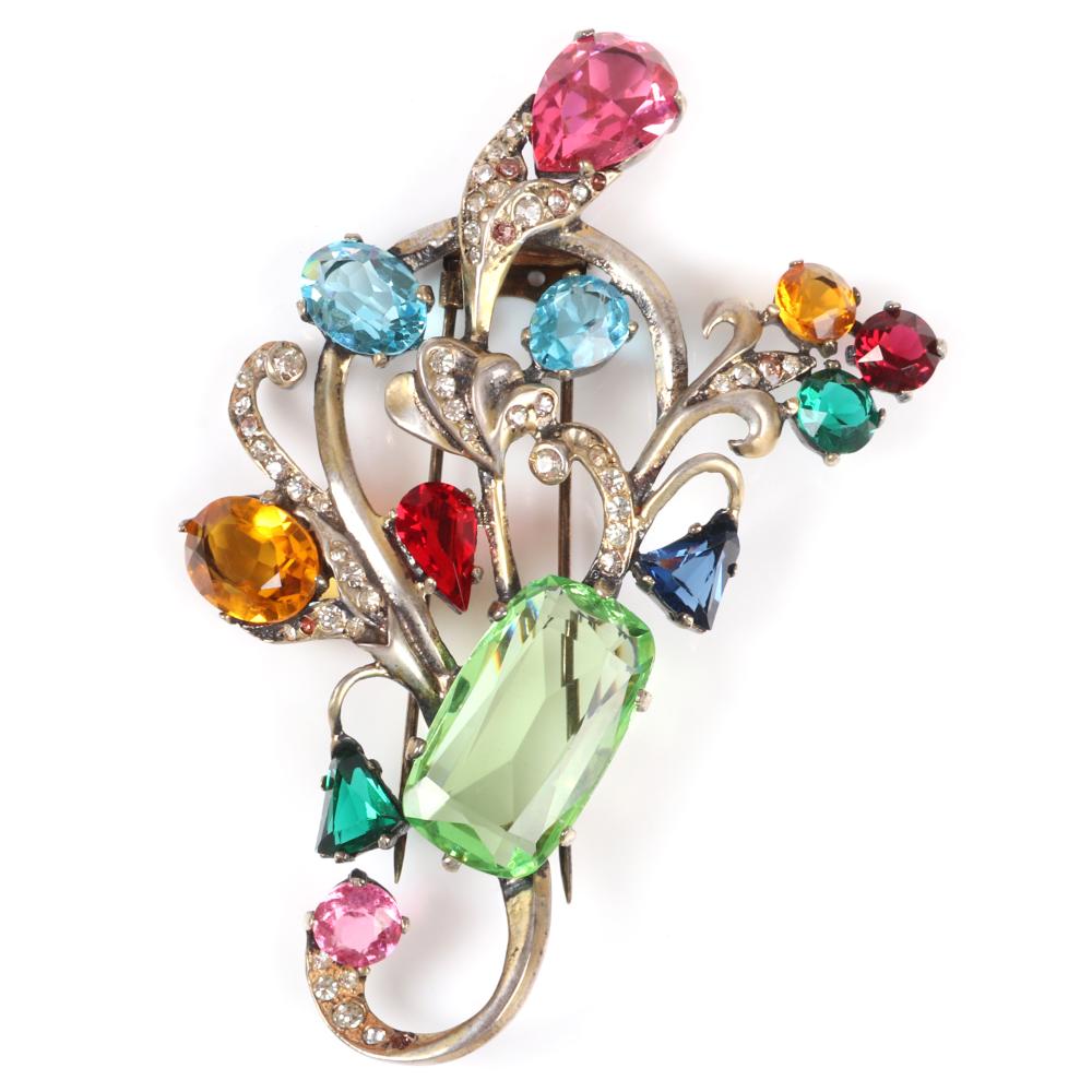 Appraisal: EISENBERG ORIGINAL STERLING VERMEIL COLORFUL FLORAL SPRAY FUR CLIP WITH