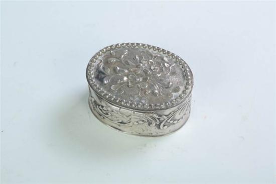 Appraisal: FOUR SILVER BOXES Marked for London and Carrington and Company