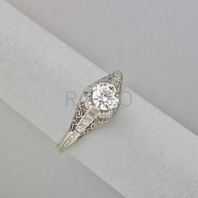 Appraisal: ART DECO DIAMOND PLATINUM FILIGREE RING Fine OEC diamond ct