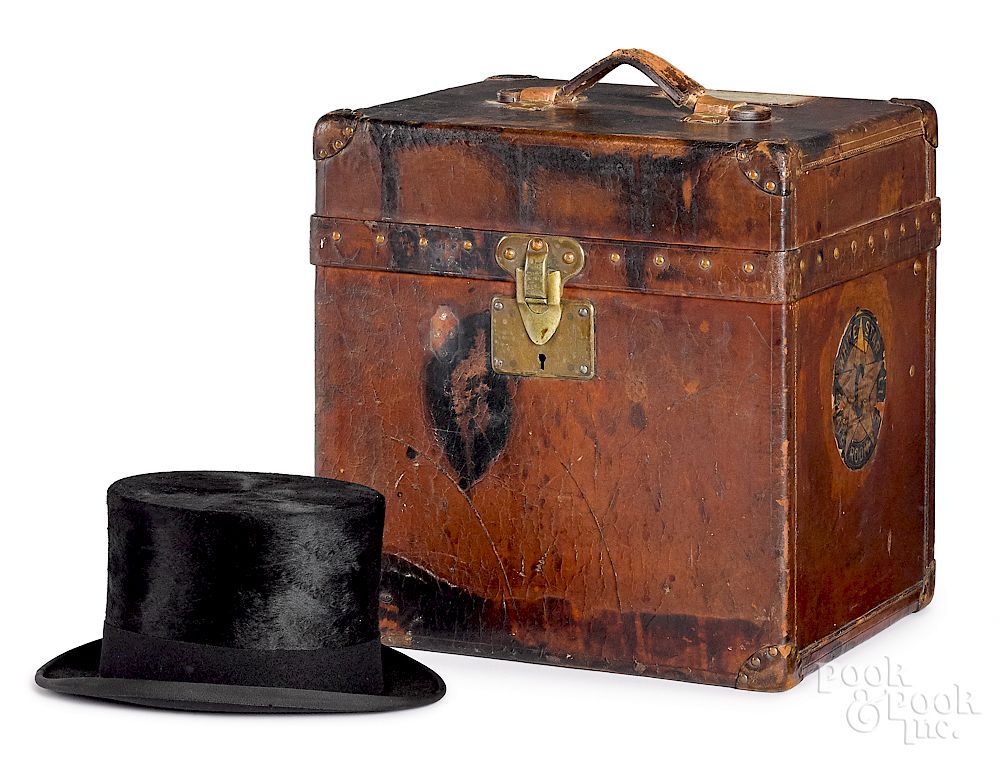 Appraisal: Louis Vuitton leather hat trunk Louis Vuitton leather hat trunk