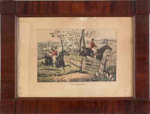 Appraisal: Two N Currier fox hunt lithographs late th c x