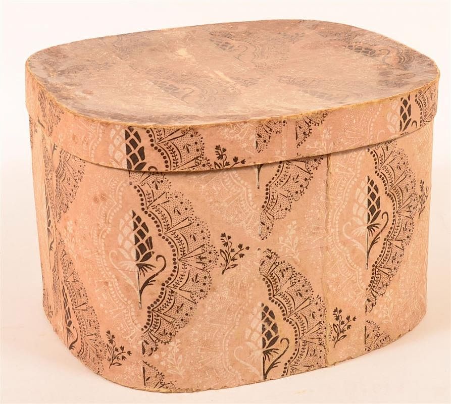 Appraisal: th Century Wall Paper Covered Box th Century Wall Paper