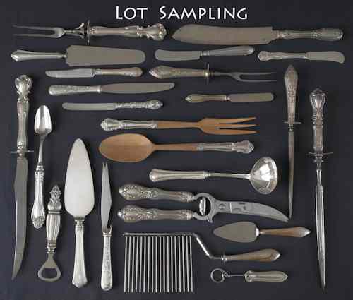 Appraisal: Collection of flatware and serving utensils most with sterling silver