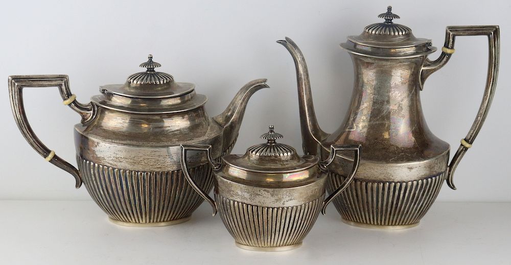 Appraisal: STERLING Pc Fisher Sterling Tea Service Pc Fisher sterling tea