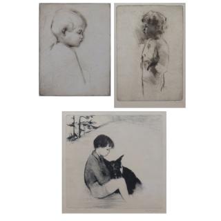 Appraisal: Collection of Three Margery Ryerson American - Etchings Depicting Young