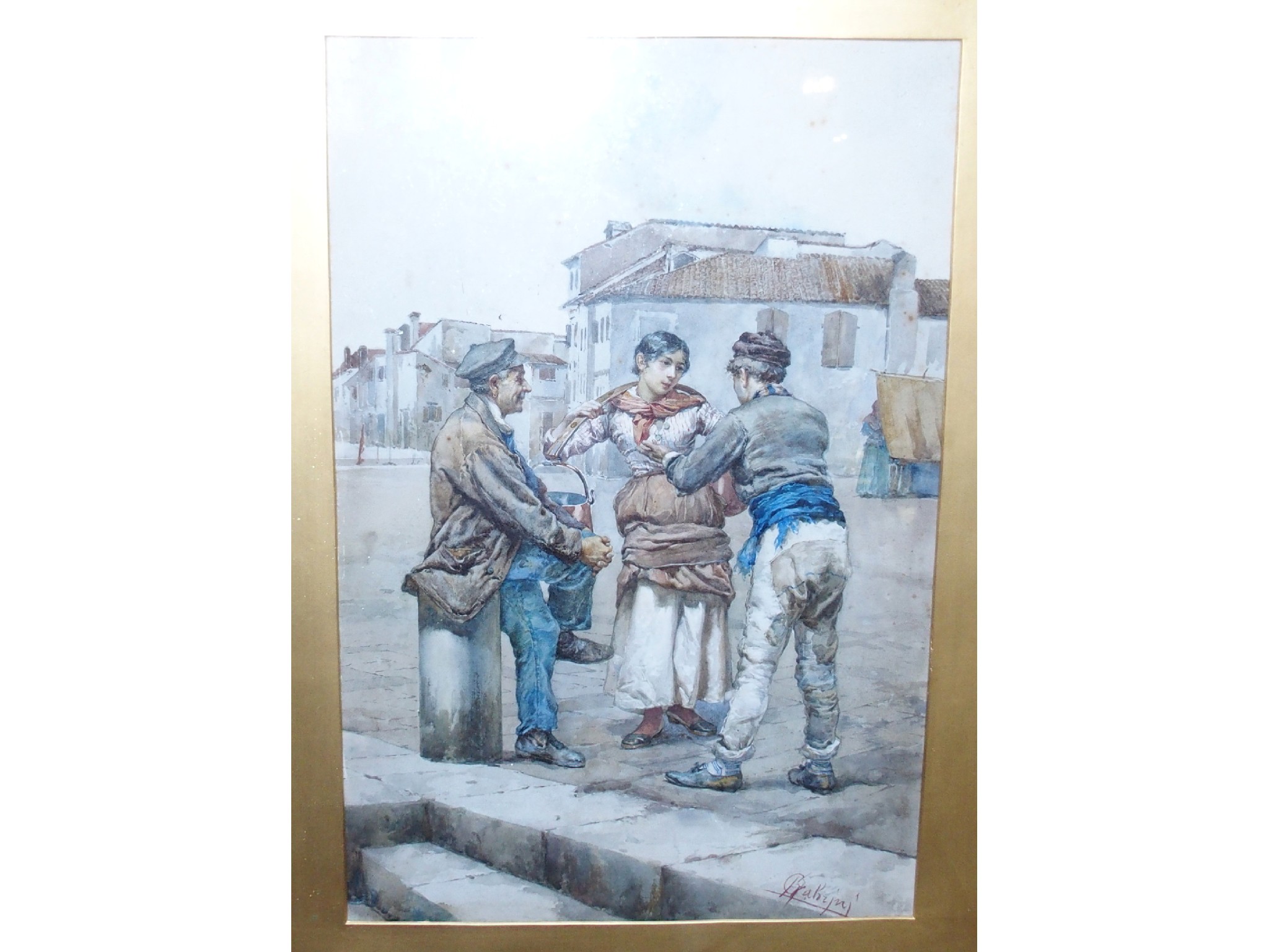 Appraisal: ITALIAN SCHOOL th Century The water carrier indistinctly signed watercolour