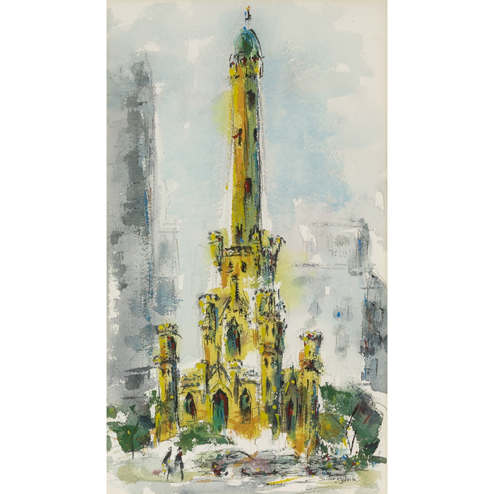 Appraisal: Jeanne Kramer American th century Water Tower watercolor x signed