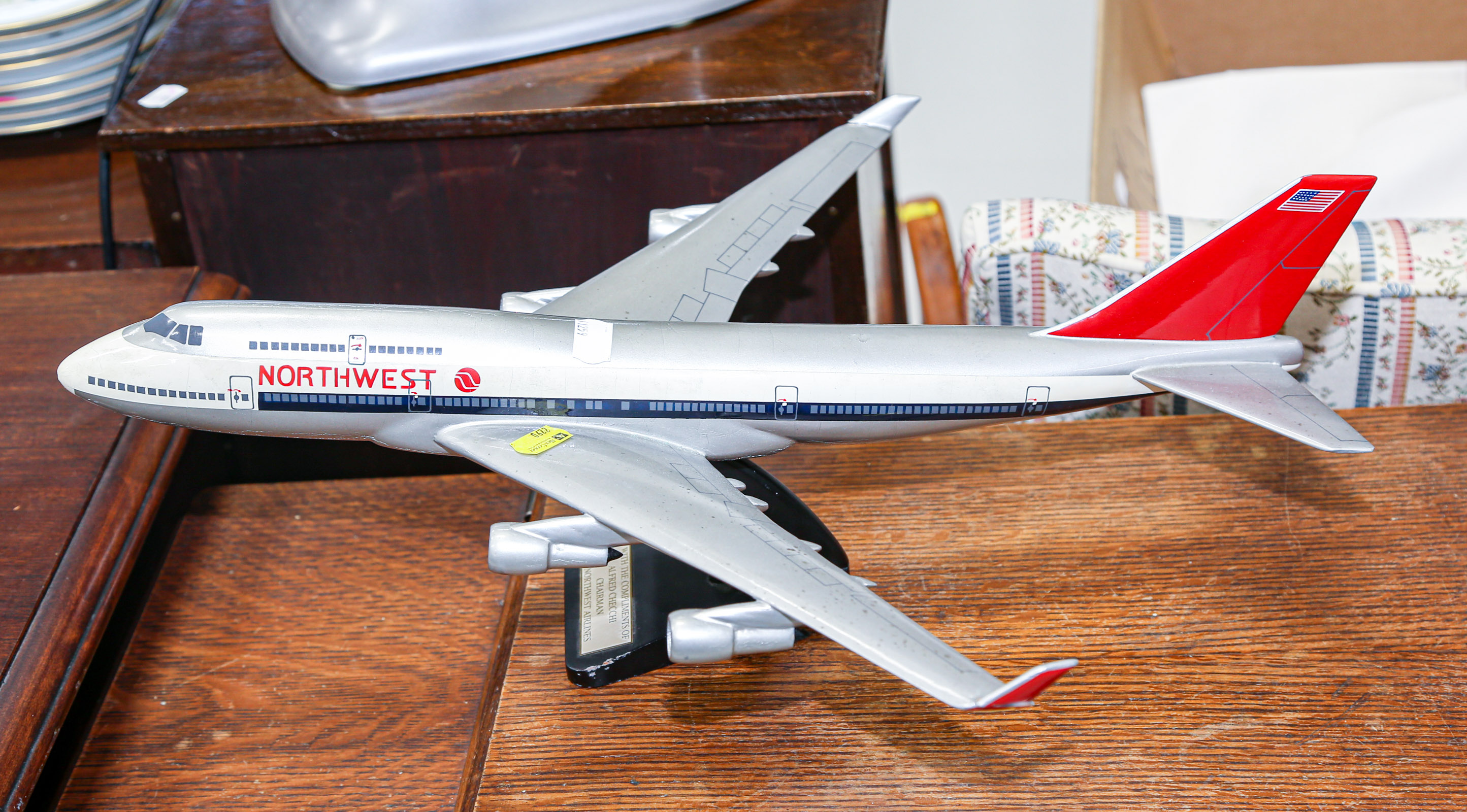 Appraisal: NORTHWEST AIRLINES MODEL OF A PASSENGER JET Circa with presentation