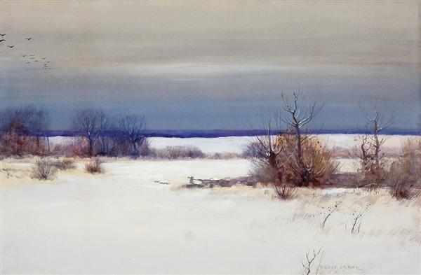 Appraisal: BRUCE CRANE American - A Winter's Day watercolor and gouache