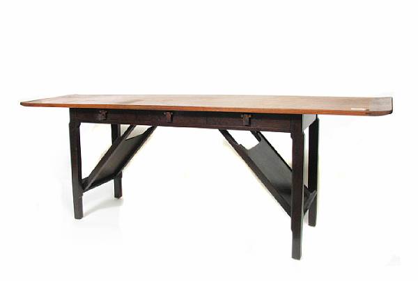 Appraisal: A contemporary Asian style wood desk height in width ft