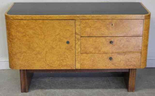 Appraisal: Art Deco Burl Walnut Sideboard From a Larchmont NY home