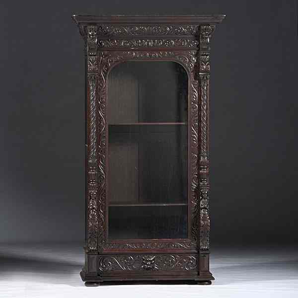 Appraisal: H B Herts Sons Renaissance Revival China Cabinet Continental ca