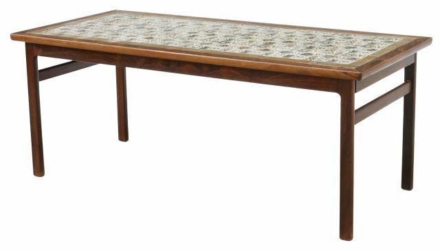 Appraisal: Danish mid-century modern rosewood coffee table c s top inlaid