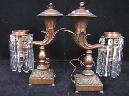 Appraisal: Pair of bronze lamps H in