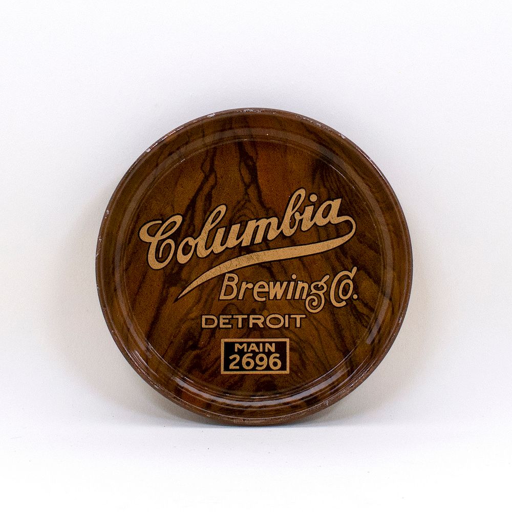 Appraisal: Columbia Brewing Detroit Woodgrain Tip Tray Reference n a Brewery