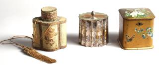 Appraisal: Group of Antique Vintage Tea Caddies Comprising a rare th