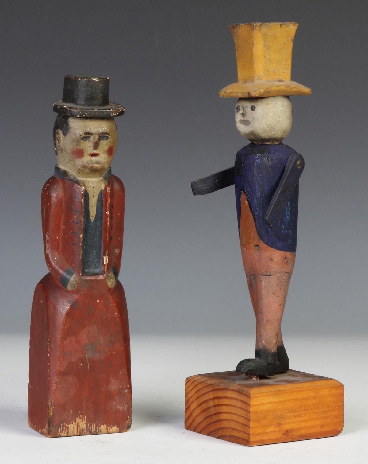 Appraisal: Two Carved Painted Folk Art Figures Late th early th