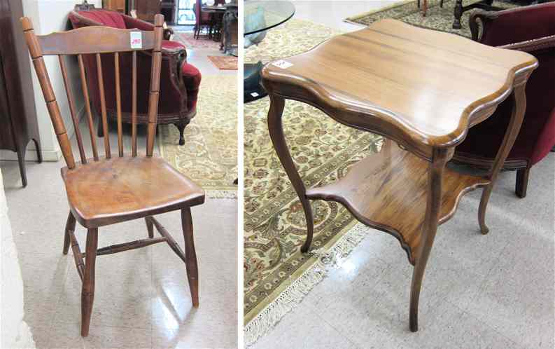 Appraisal: TWO-TIER LAMP TABLE AND STICKLEY SIDE CHAIR late Victorian lamp