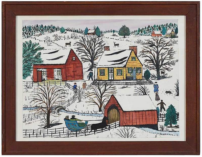 Appraisal: Hattie K Brunner American - Winter Scene with Covered Bridge