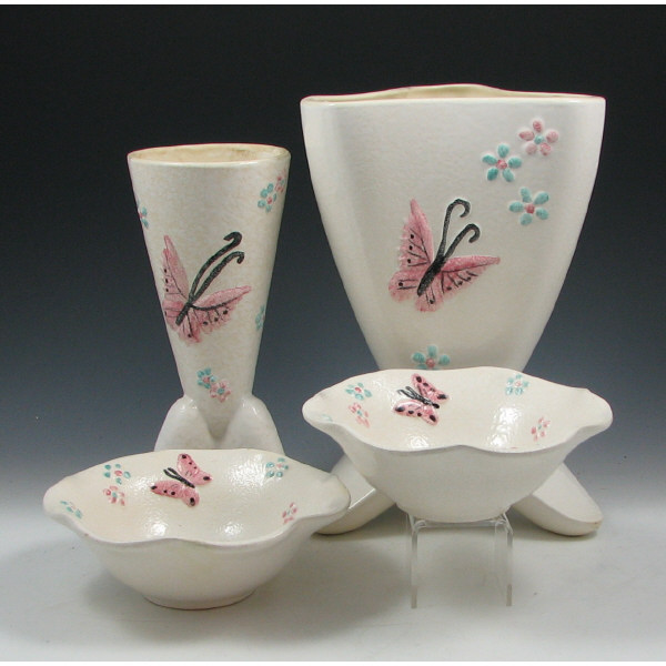 Appraisal: Hull Butterfly - Vases Bowls Lavabo Six Hull Butterfly pebble