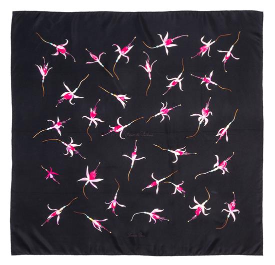 Appraisal: Sale Lot An Hermes cm Silk Scarf Fleurs de Fuschia