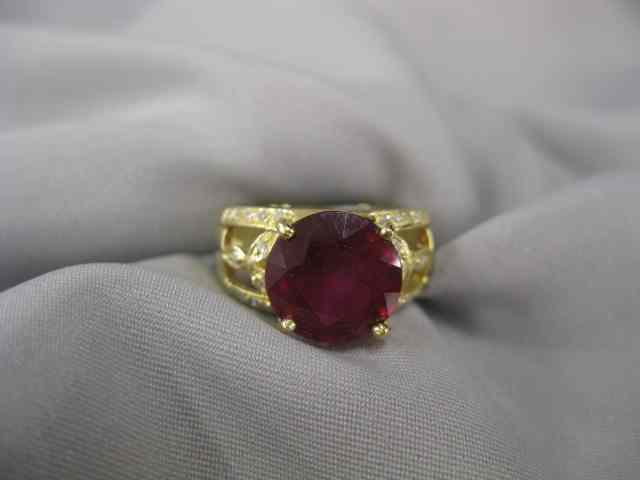 Appraisal: Ruby Diamond Ring carat round rubyand diamonds totaling carats in