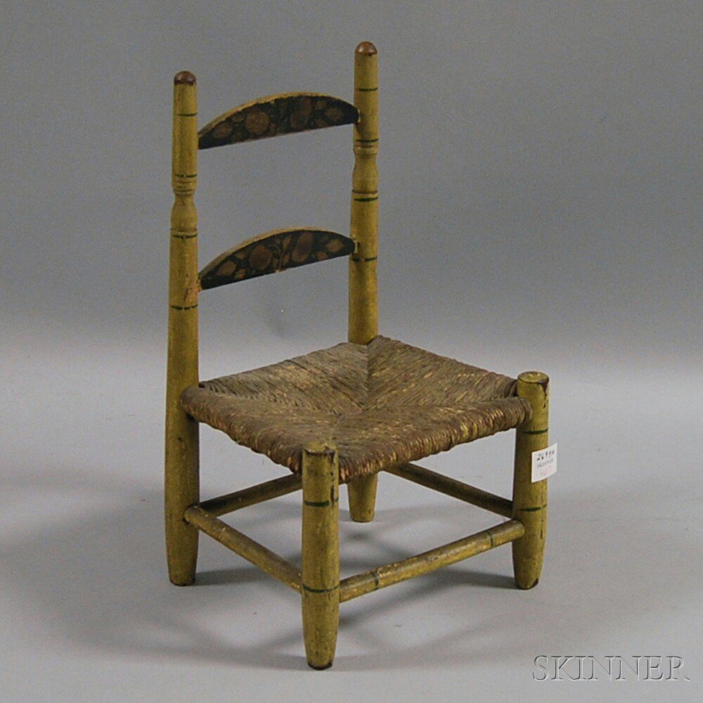 Appraisal: Miniature Stencil-decorated Doll's Chair the chair with gilt-stenciled fruit and