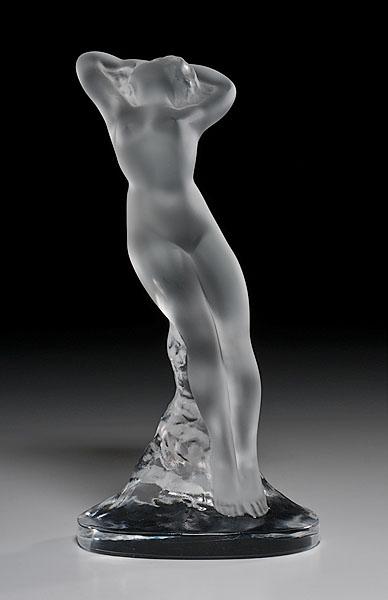 Appraisal: LALIQUE NUDE SCULPTURE French ca s A frosted nude with