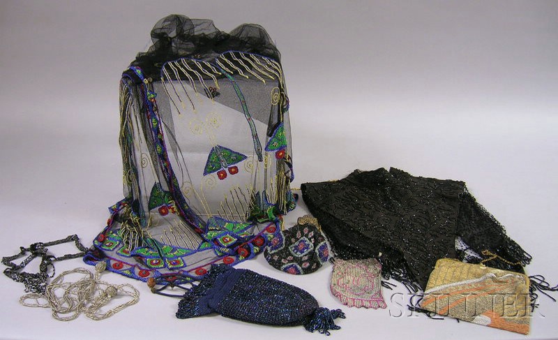 Appraisal: Group of Beaded Purses and Accessories including a shawl a