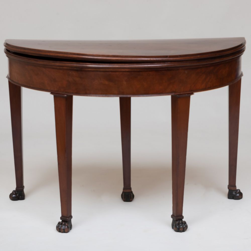 Appraisal: Louis Philippe Style Mahogany and Ebonized D-Shaped Games Table The