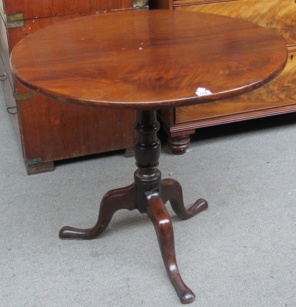 Appraisal: A th century mahogany occasional table the circular snap top