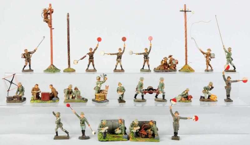 Appraisal: Elastolin Lineol Communications Troops Includes approximately composition toy soldiers mainly