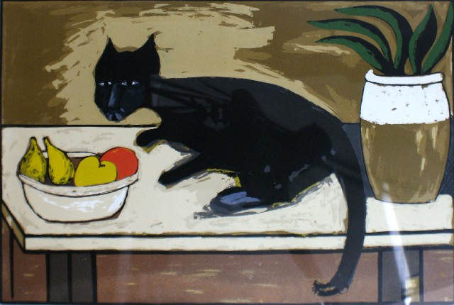 Appraisal: Charles Blackman The Black Cat screenprint A P signed and