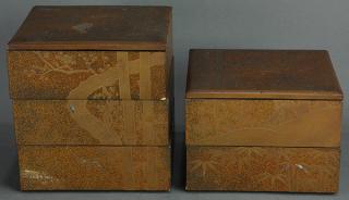 Appraisal: Japanese Jubako Boxes lot of Two sets of Japanese golden