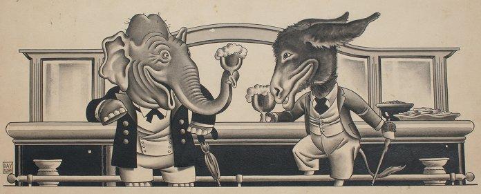 Appraisal: ROHN Ray American - Democratic Donkey and Republican Elephant Sharing