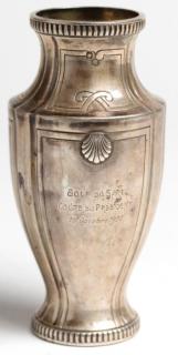 Appraisal: French Sterling Silver Trophy Vase Urn form with segregated panels