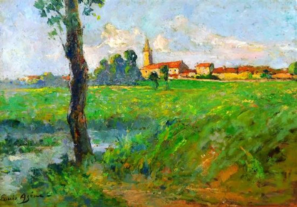 Appraisal: Louis Azema French - oil on board depicts landscape with