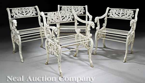 Appraisal: A Set of Four Regency Cast Iron Armchairs th c