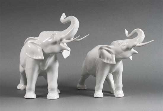 Appraisal: Two Royal Dux white porcelain elephants th century and in