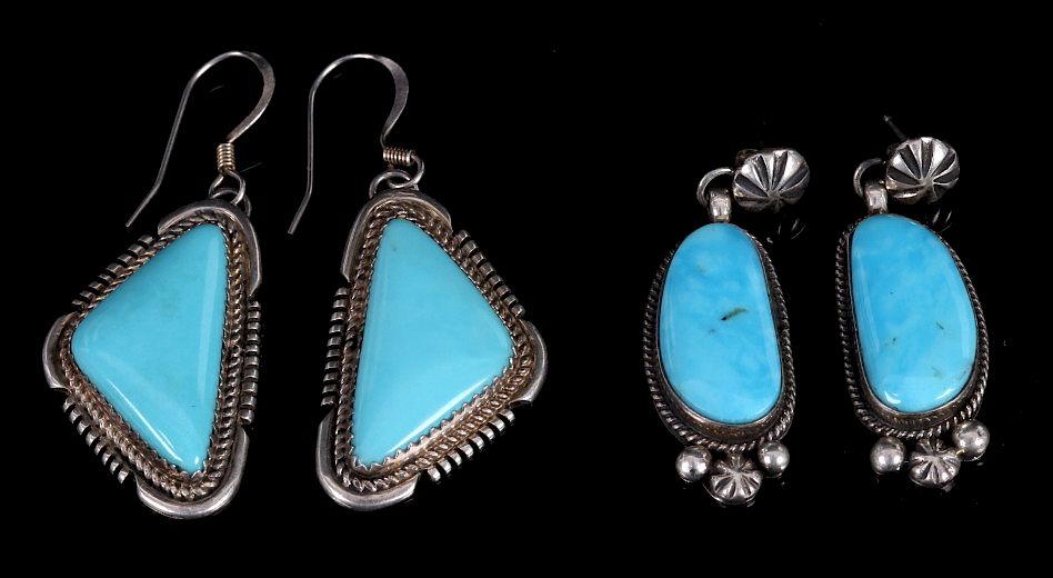 Appraisal: Navajo Sterling Silver Turquoise Earrings For your consideration is a